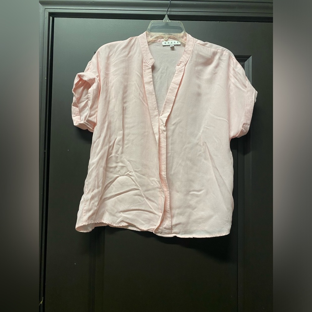 HYFVE Blush Pink Short Sleeve V-Neck Blouse